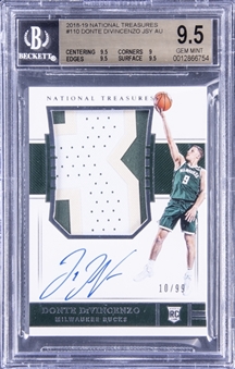 2018-19 Panini National Treasures #110 Donte DiVincenzo Signed Patch Rookie Card (#10/99) - BGS GEM MINT 9.5/BGS 10
